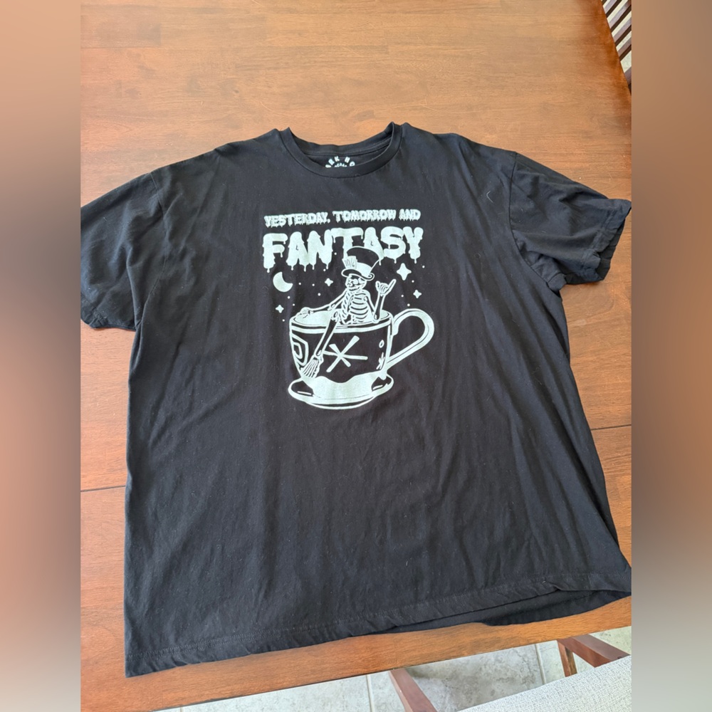 Black Graphic T-Shirt with Fantasy Design